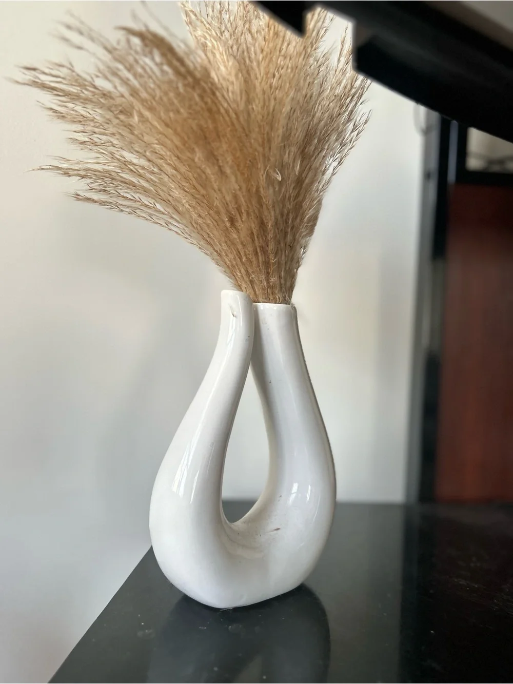 White Double-Neck Ceramic Vase - Modern Home Accent